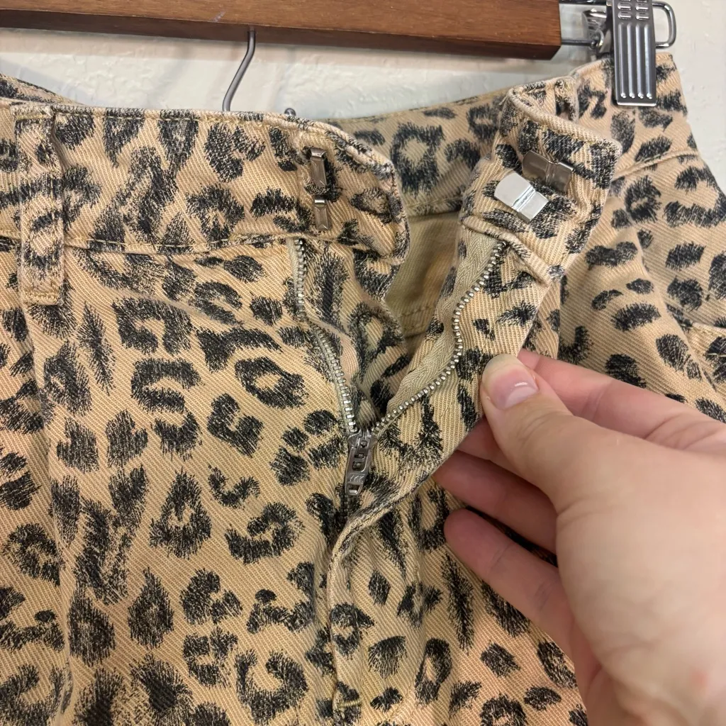 Free People Printed Dogtown High Waist Shorts Cheetah Black Tan Size 25 - Image 9