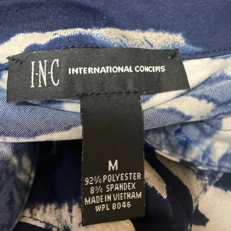 INC International Concepts Blue Long Sleeve Tie Waist Mini Shirt Dress Size M Size M - Image 3