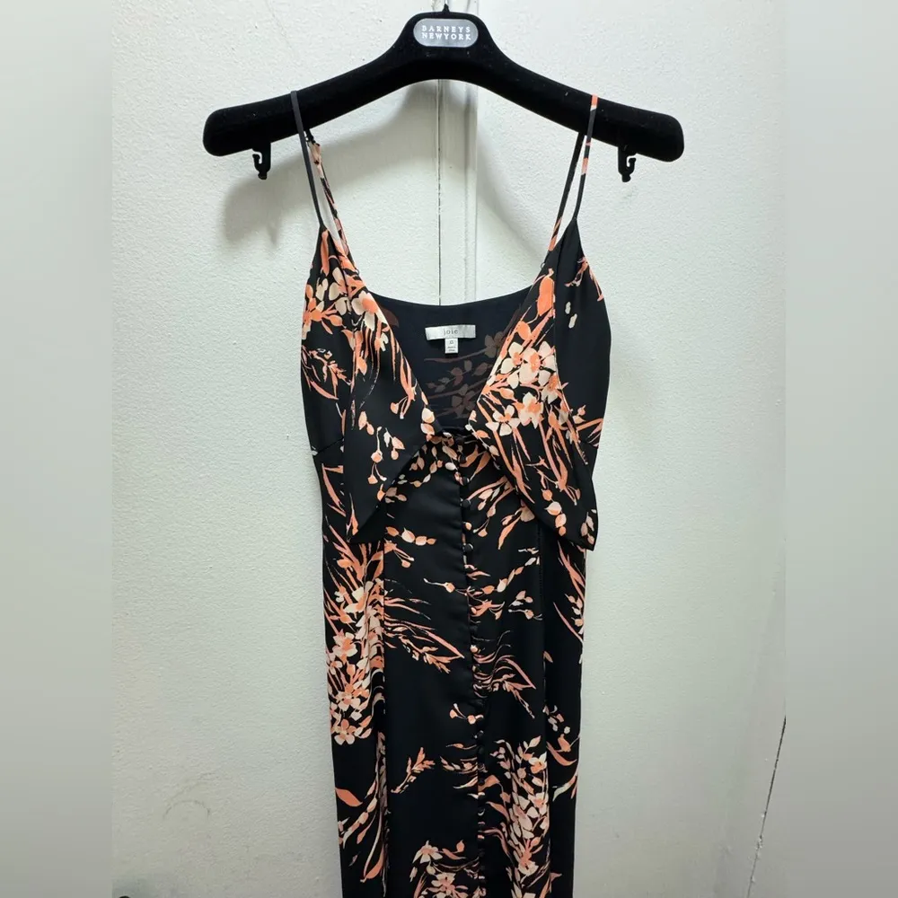 Joie Almona Floral Print Button Front Maxi Satin Dress Size XS - Image 6