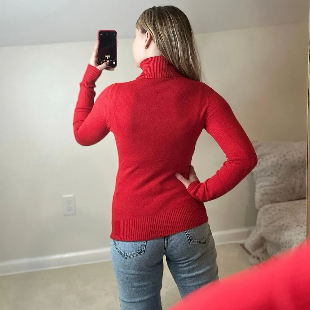 French Connection: Ribbed Red Turtleneck Sweater - Image 3