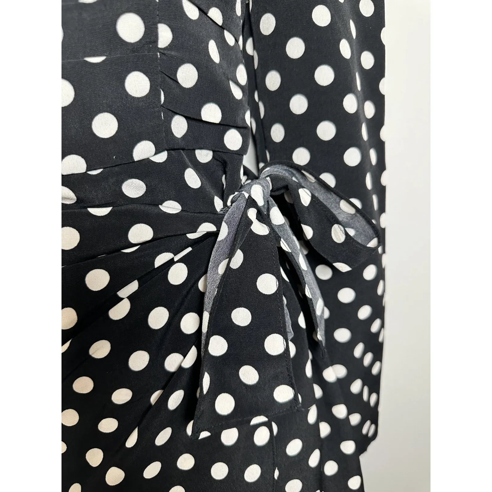 THE EAST ORDER AMY MINI POLKA DOT OPEN BACK LINEN WRAP DRESS EUC SIZE S‎ - Image 5