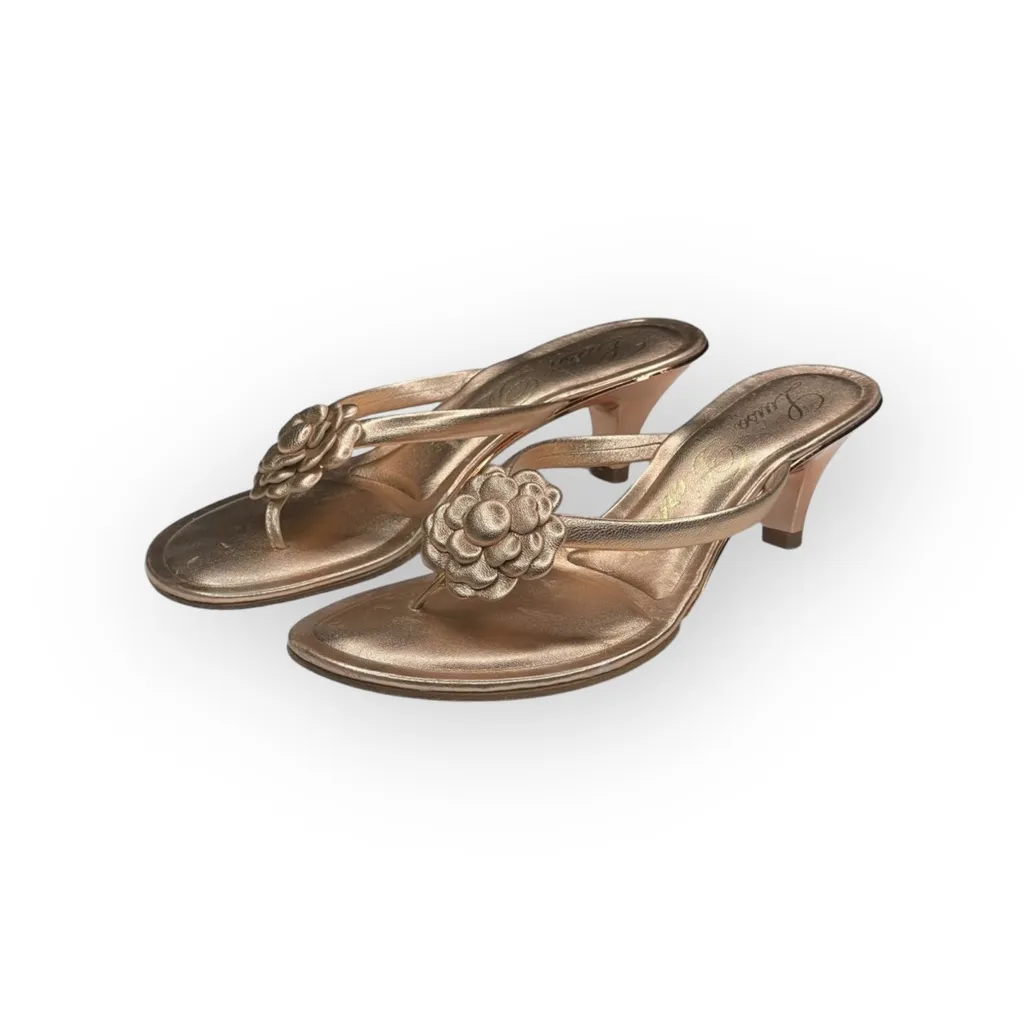 Luisa D’Orio ✿ Camellia Leather Kitten Heel Mule Thong Sandals ✿ Rose Gold ✿ 6M Pink Size 6 - Image 9