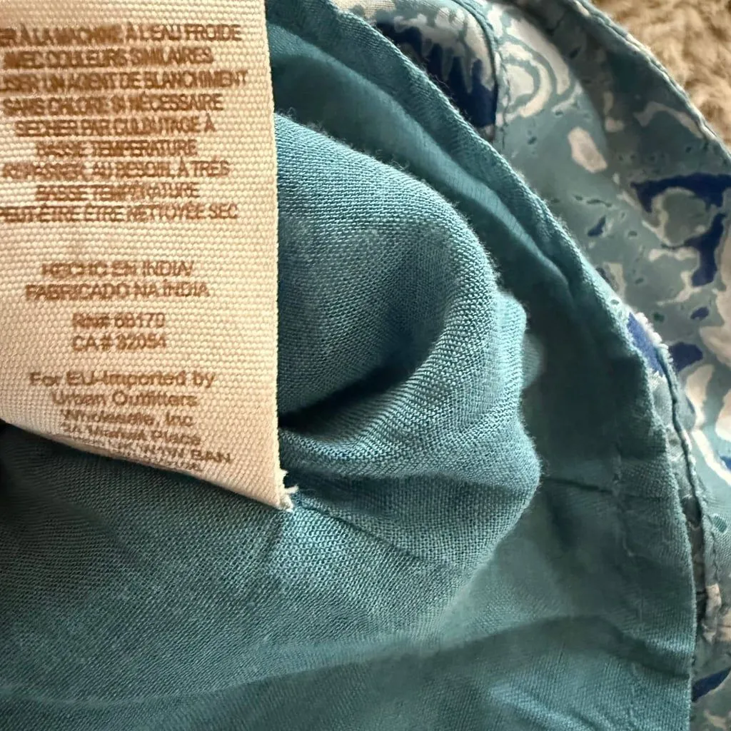 Free People‎ Washed Blue Silver Sun Floral Blouson Open Back Dress Sz S Summer - Image 6