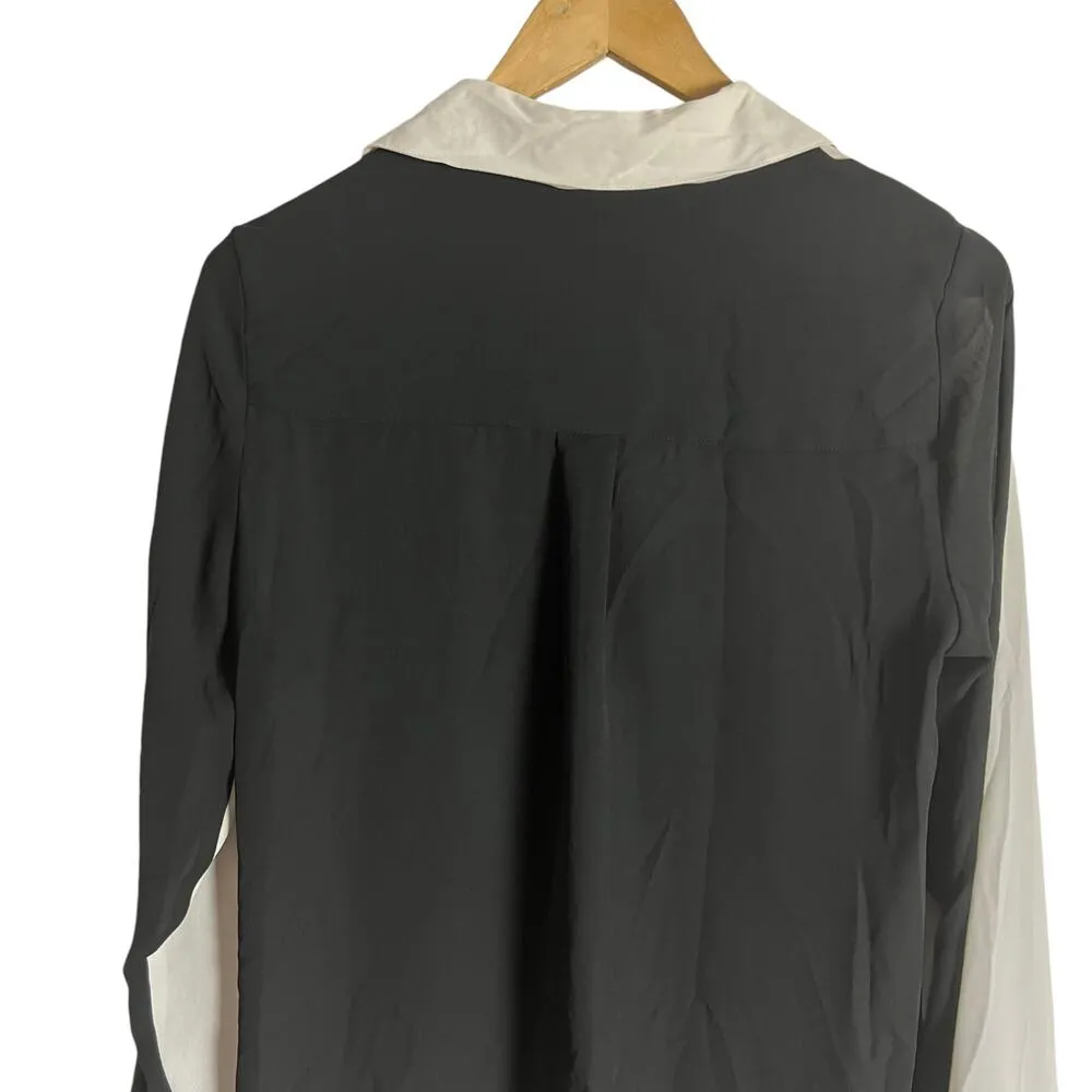Express White Black Portofino Sheer Long Sleeve Button Up Shirt Size Small - Image 6