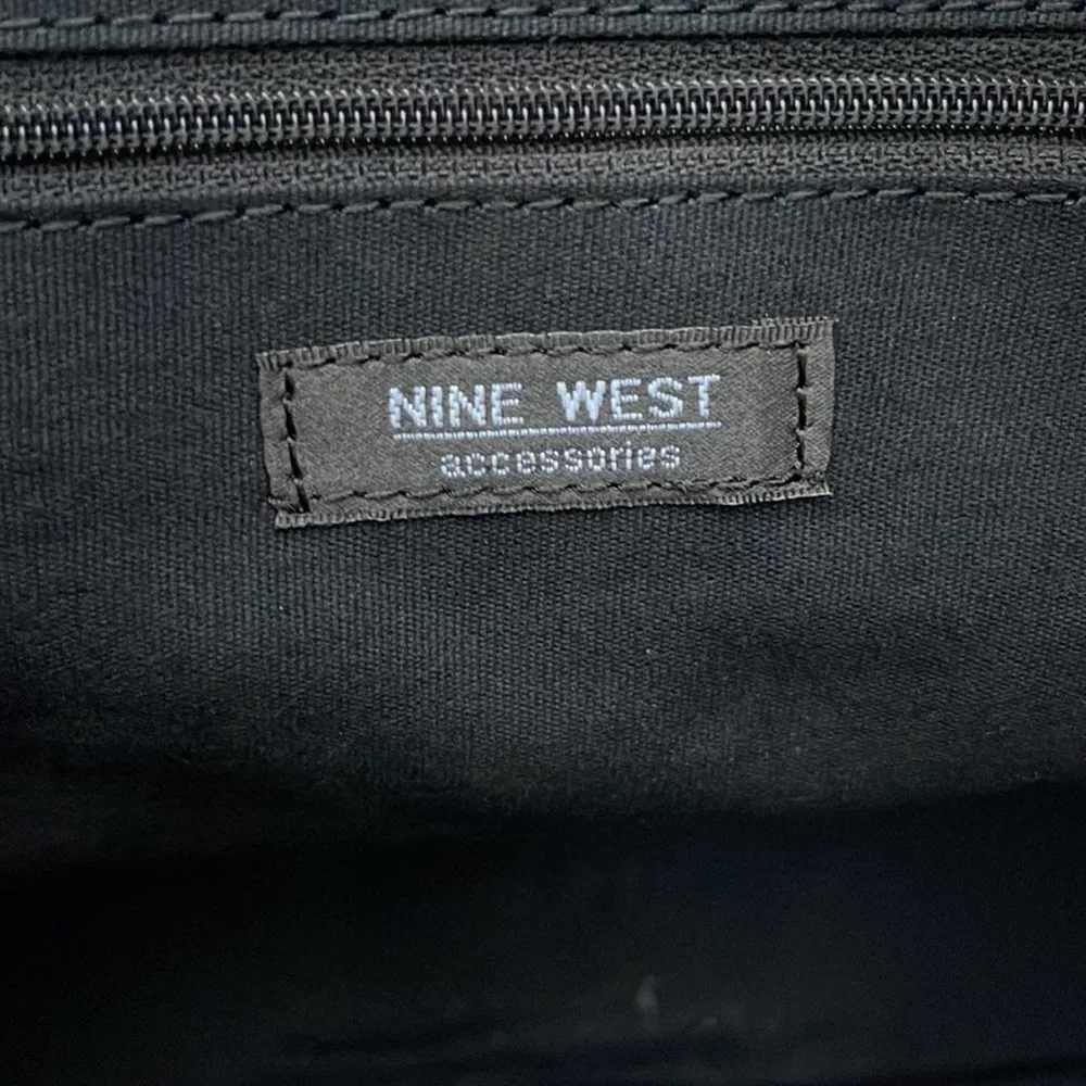 Nine West Black Faux Leather Satchel Handbag Purse 14x10x5 - Image 10