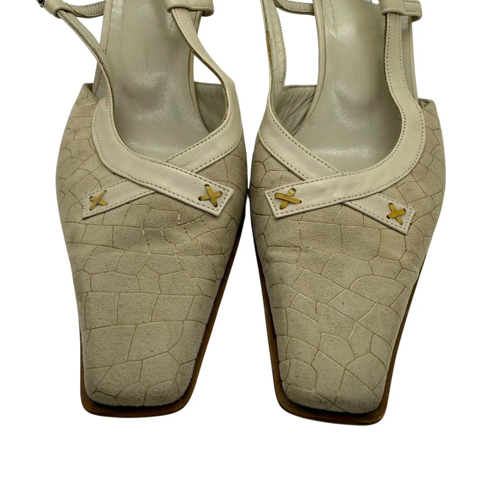 Hayni Suede and Leather Slingback Pumps Tan Size 8.5 - Image 5