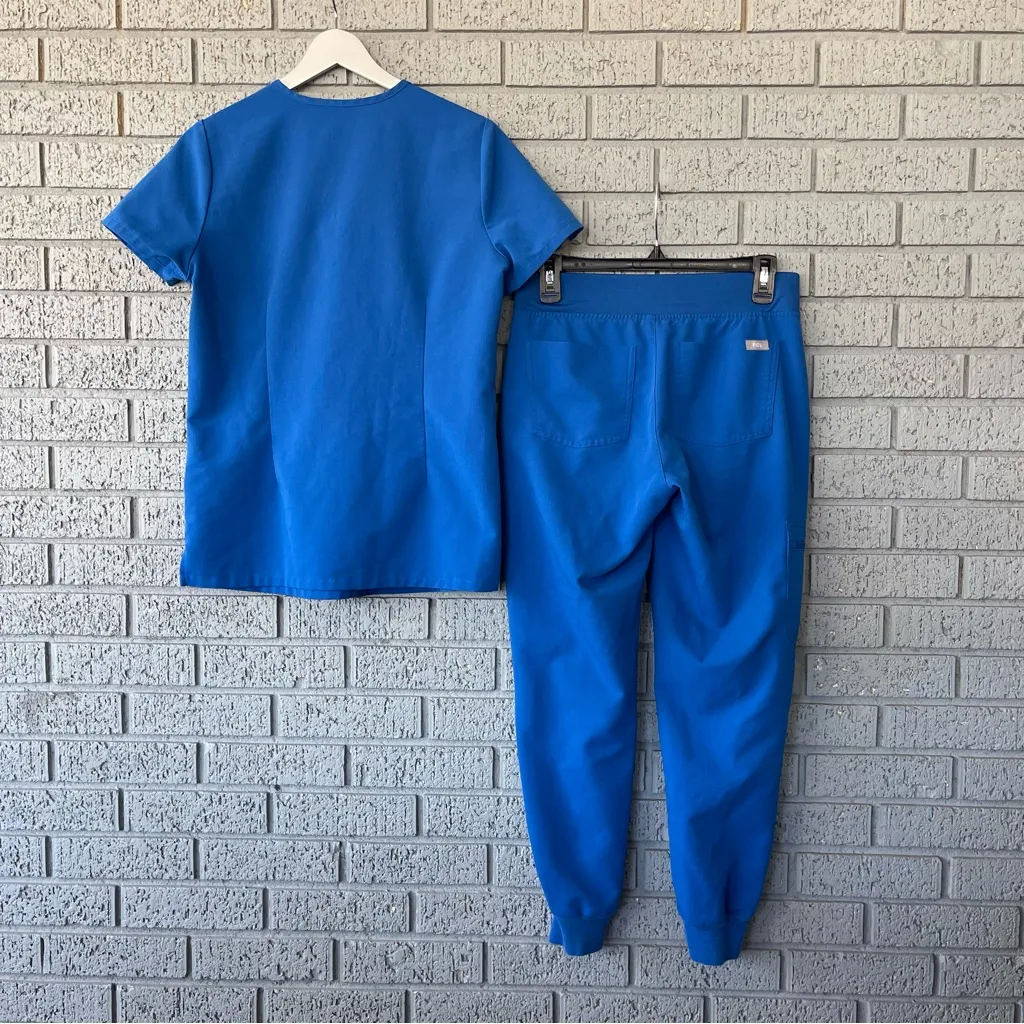 Figs Scrub Set Royal Blue Catarina Top Zamora Joggers Size XS - Image 7