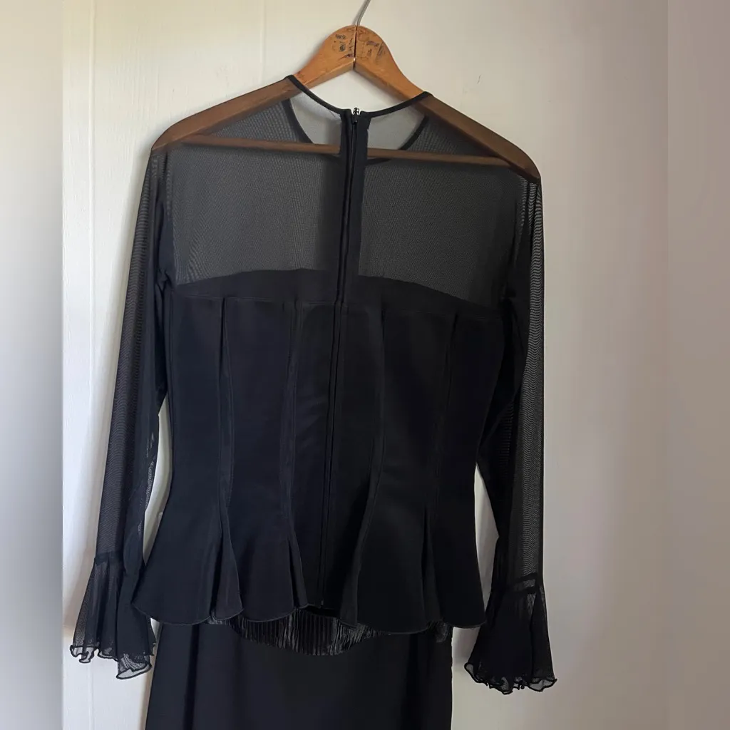 Joseph Ribkoff Vintage Bustier Top Dress Mesh 2-Piece Full Length Skirt Goth 90s - Image 8