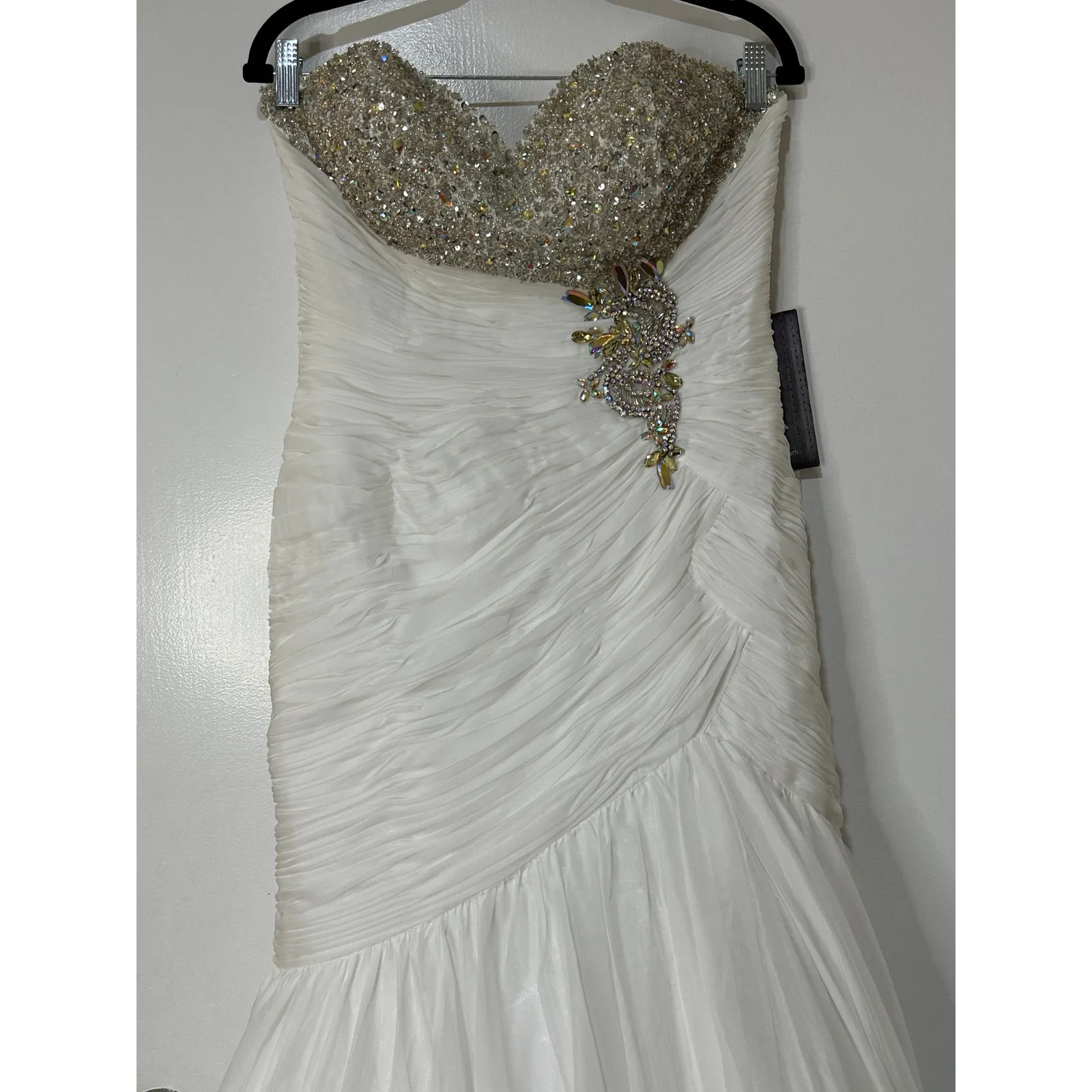 Mac Duggal Bustier Gown White Beaded Embellishments Size 10 NWT 64330 Wedding - Image 4