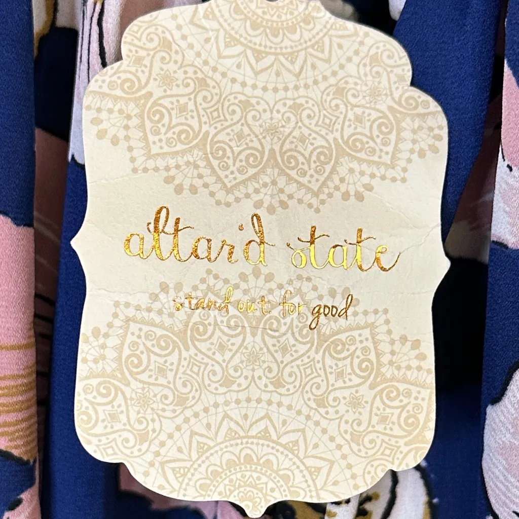 Altar'd State Navy & Pink Floral Oversized Blousy Top - Image 8