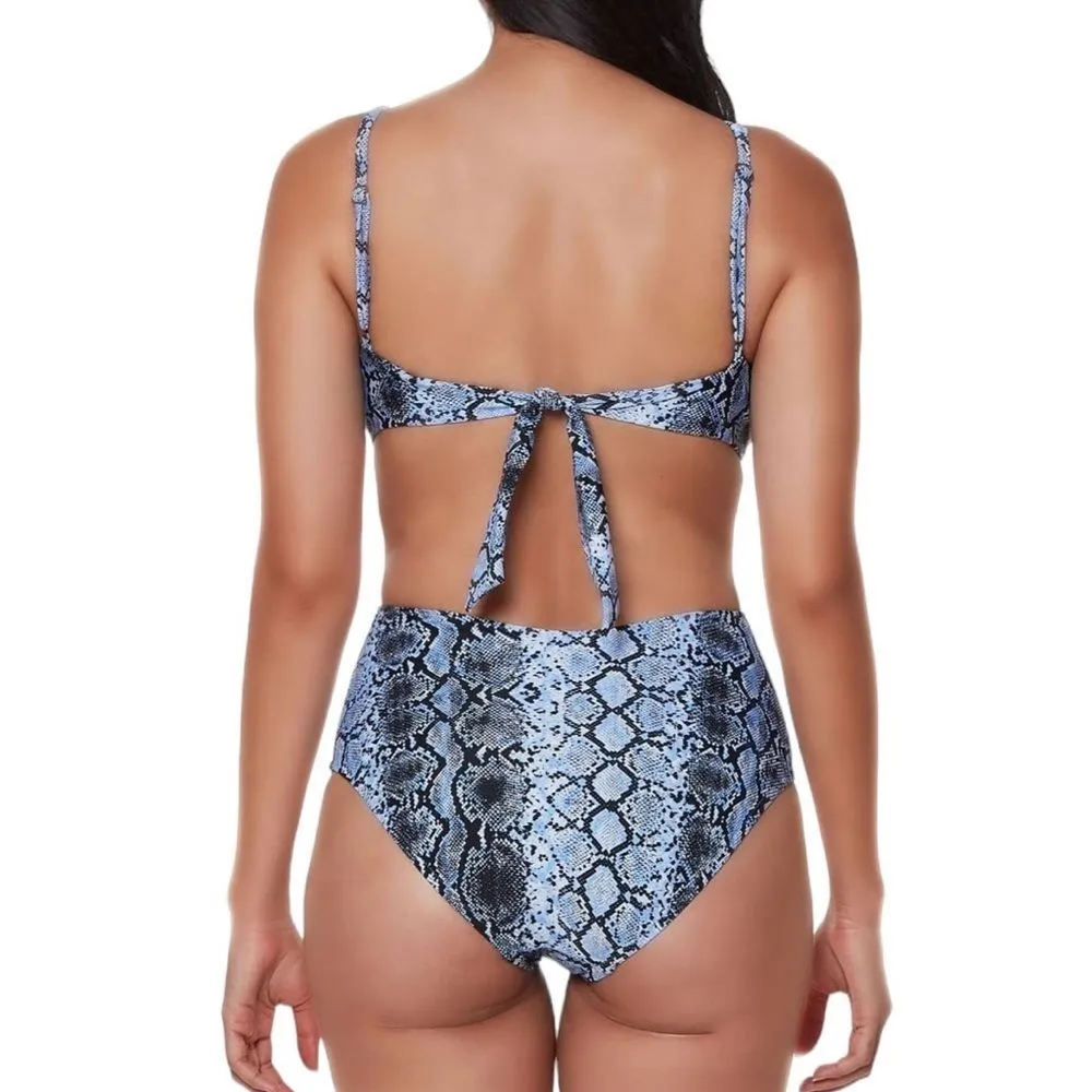 Bar Ill Women's Blue Python printed monokini one piece swimsuit Large NWT. - Image 2