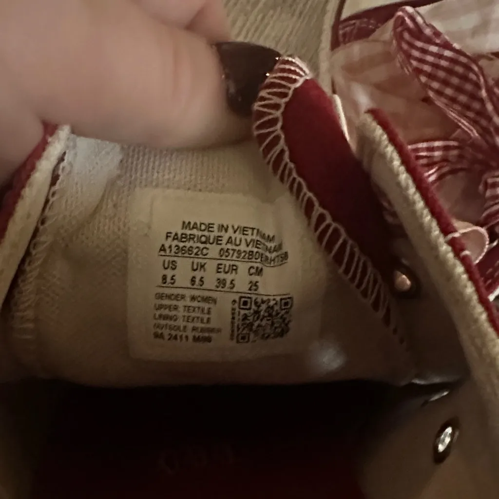 Converse Maroon Gingham Plaid Laced Chuck Sneakers 8.5 - Image 4