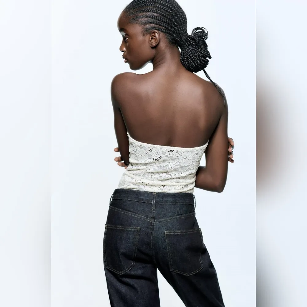 NWT Zara women lingerie lace bodysuit light blue Size L - Image 2