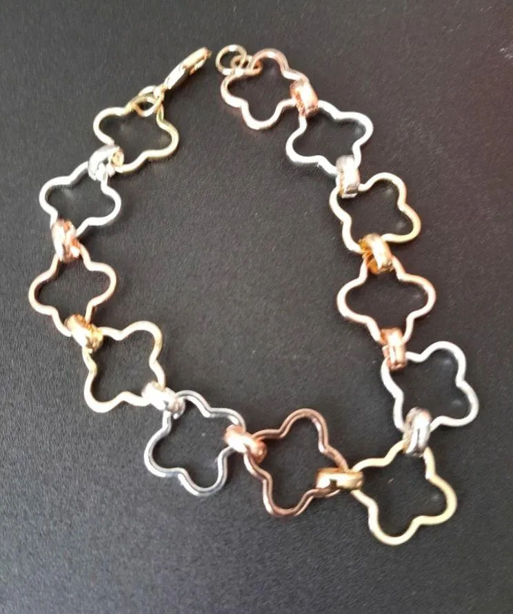 Tri Color Gold Filled Clover Flower Anklet Ankle Bracelet New - Image 2