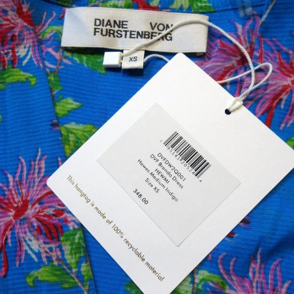 NWT Diane von Furstenberg DVF Brenda in Hewes Medium Indigo Fit & Flare  Dress XS Blue - $162 (59% Off Retail) New With Tags - From A