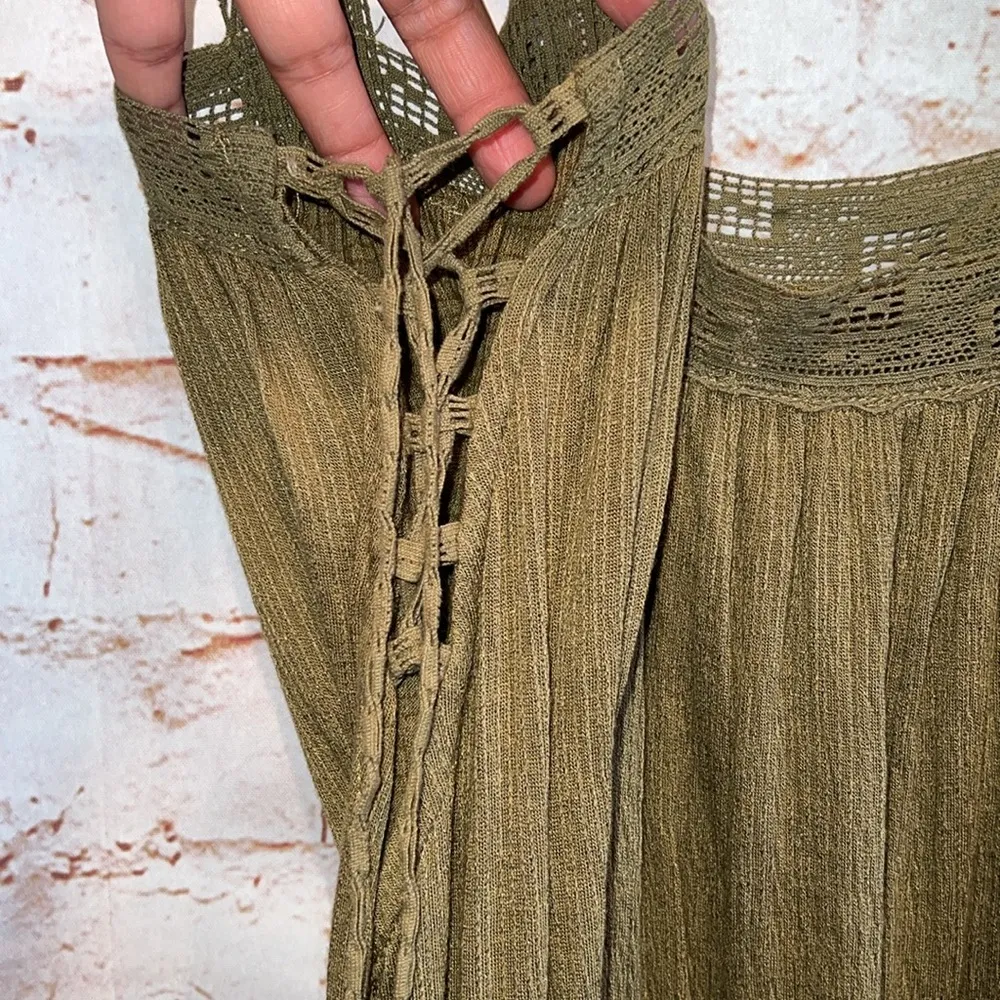 Sweet Thing Tunic Mini Dress Lace-Up Side Ties Moss Medium green - Image 7