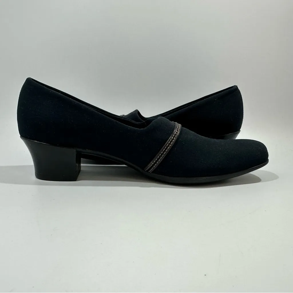 Munro Womens Cindi Navy Blue Stretch Fabric Block Heel Comfort Shoes 7 SS - Image 4