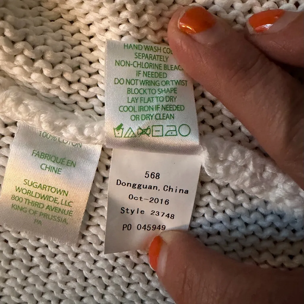 Lilly Pulitzer Bedford Cardigan – White Knit Fringe Hem Size: L/XL - Image 8