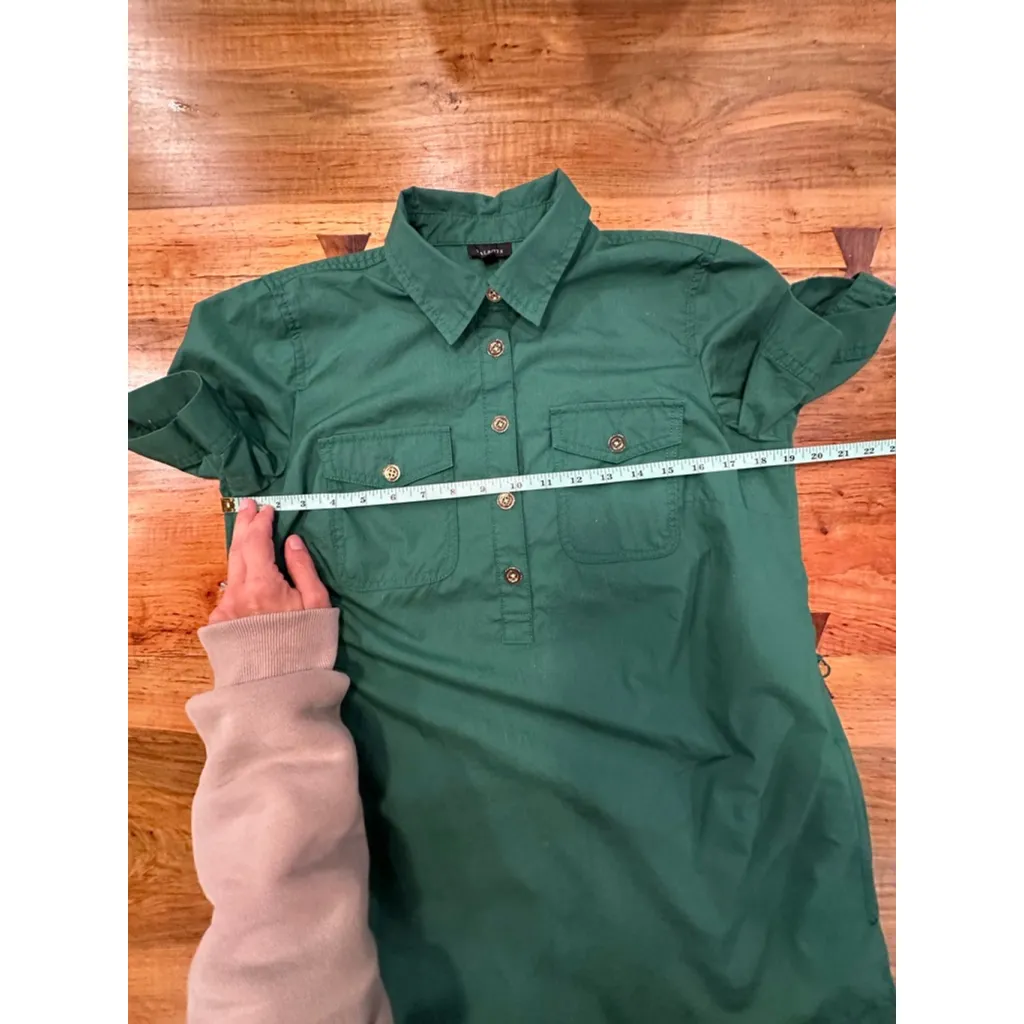 Women's Talbots Green Collared Shirt Dress with Gold Buttons Size 6 - Image 8
