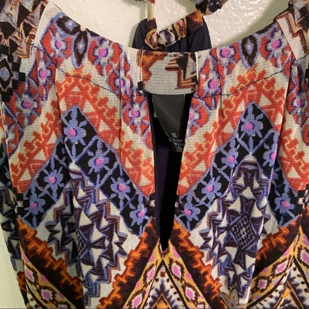 INC International Concepts Printed Keyhole Halter Top XS Blue - Image 5