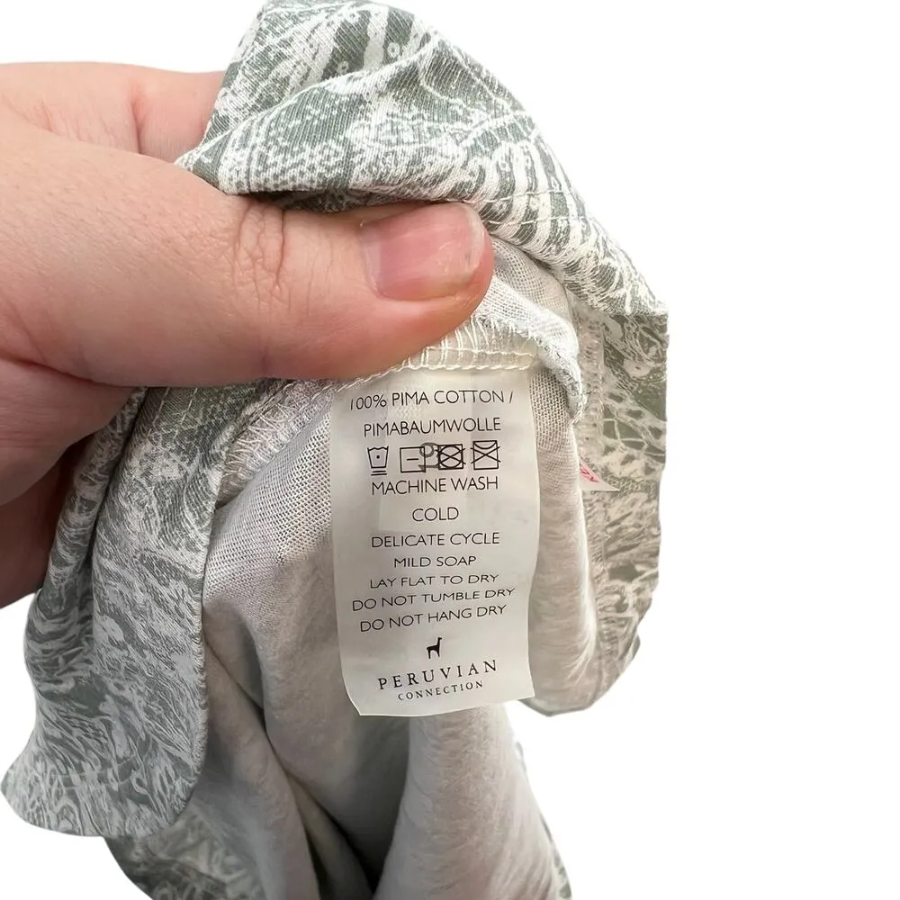 Peruvian Connection Sage Green Gray Mandala Floral Print Long Sleeve Tee Large - Image 12