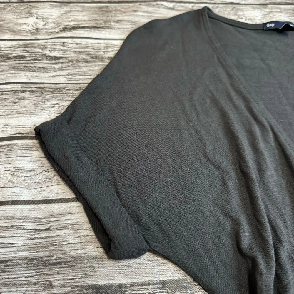 GAP Women's Grey Gray Stretch Wrap Tie Waist V Neck Dress XS Extra Small Unlined - Image 6