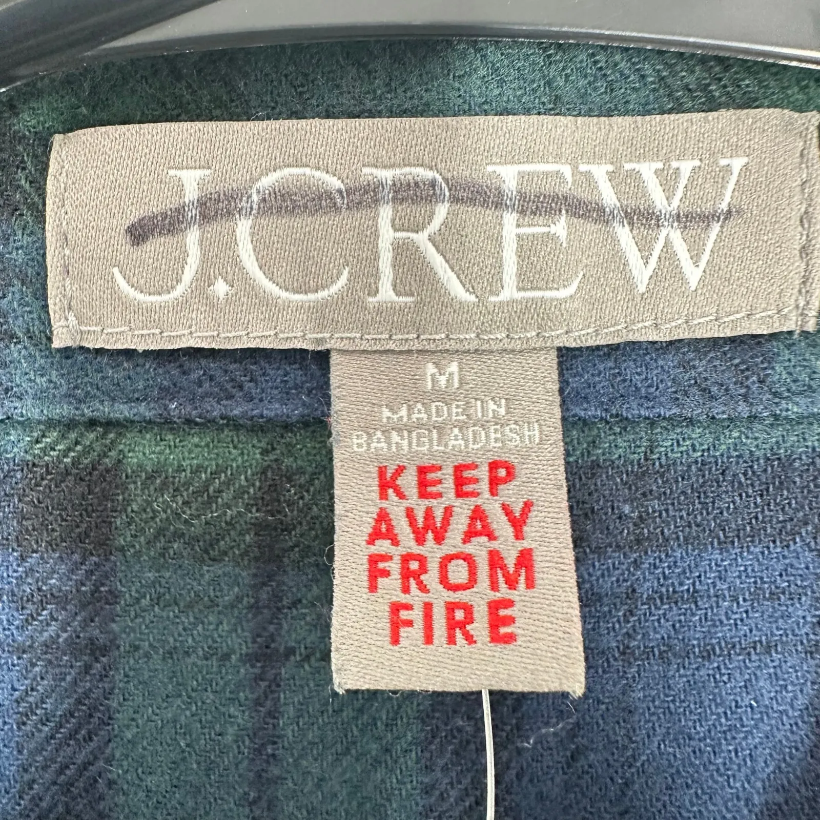 J. Crew Plaid Button Down Pajama Shirt Top Long Sleeve Cotton Blue Green M NWT - Image 2