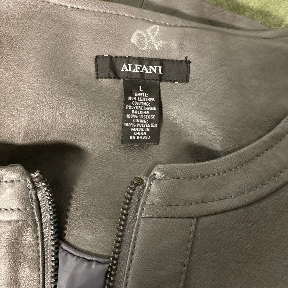 #112 ALFANI Charcoal Vegan Leather Jacket - Image 6