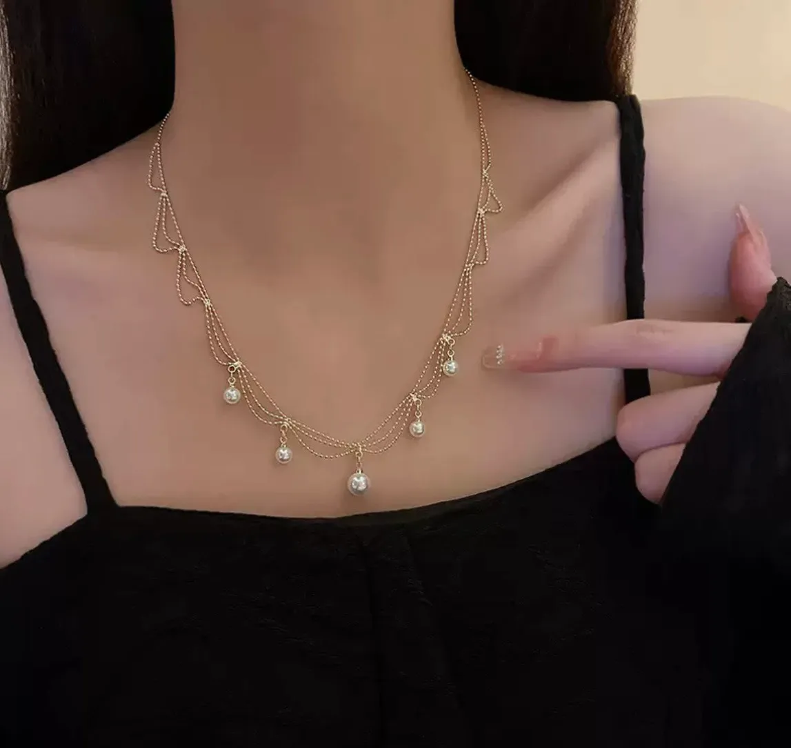 Gold Plated Pearl Necklace - Image 4