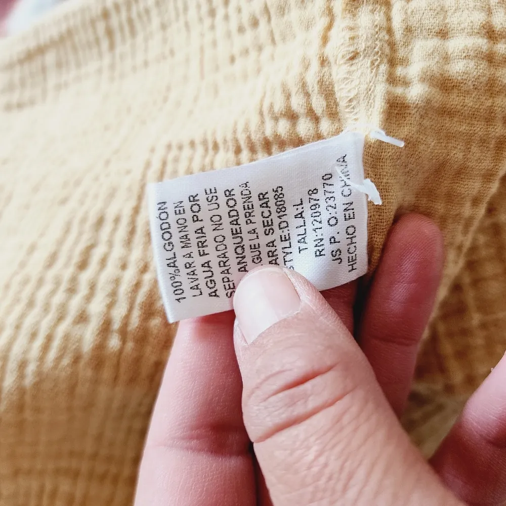 Entro Mustard Crinkle Tiered Long Sleeve Tunic Mini Drezs Size Large - Image 8