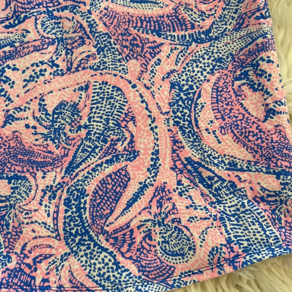 Lilly Pulitzer Pink & Blue Alligator & Pineapple Print Sheath Dress - Image 7