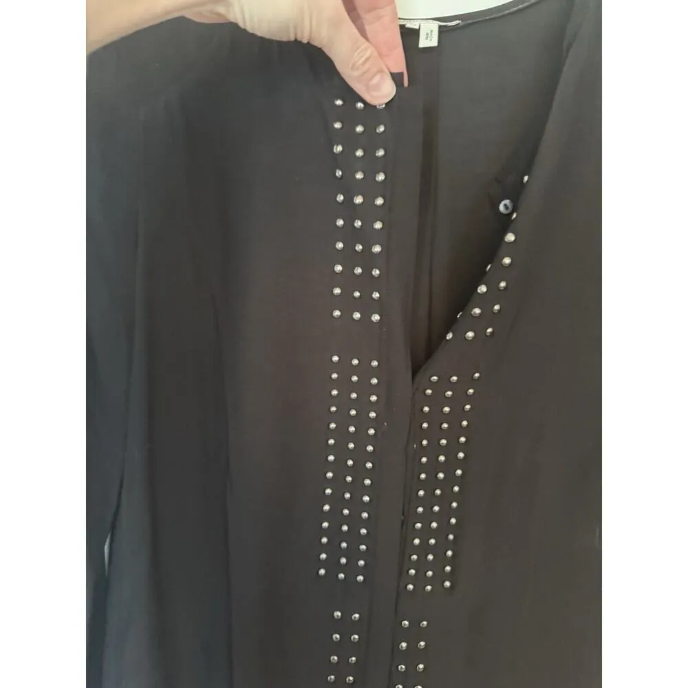 Gerard Darel Womens Black Semi Sheer Long-Sleeve Blouse Shirt Top Size 36 Silk - Image 11