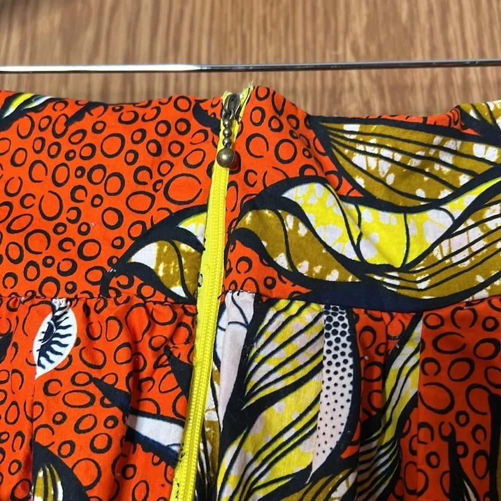Handmade Skirt Orange Black Brown Yellow White Size XL - Image 3