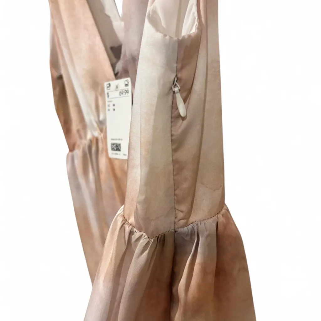 H&M Watercolor Cloud Print Maxi Dress Beige Size M NWT Wedding Guest Vacation - Image 5