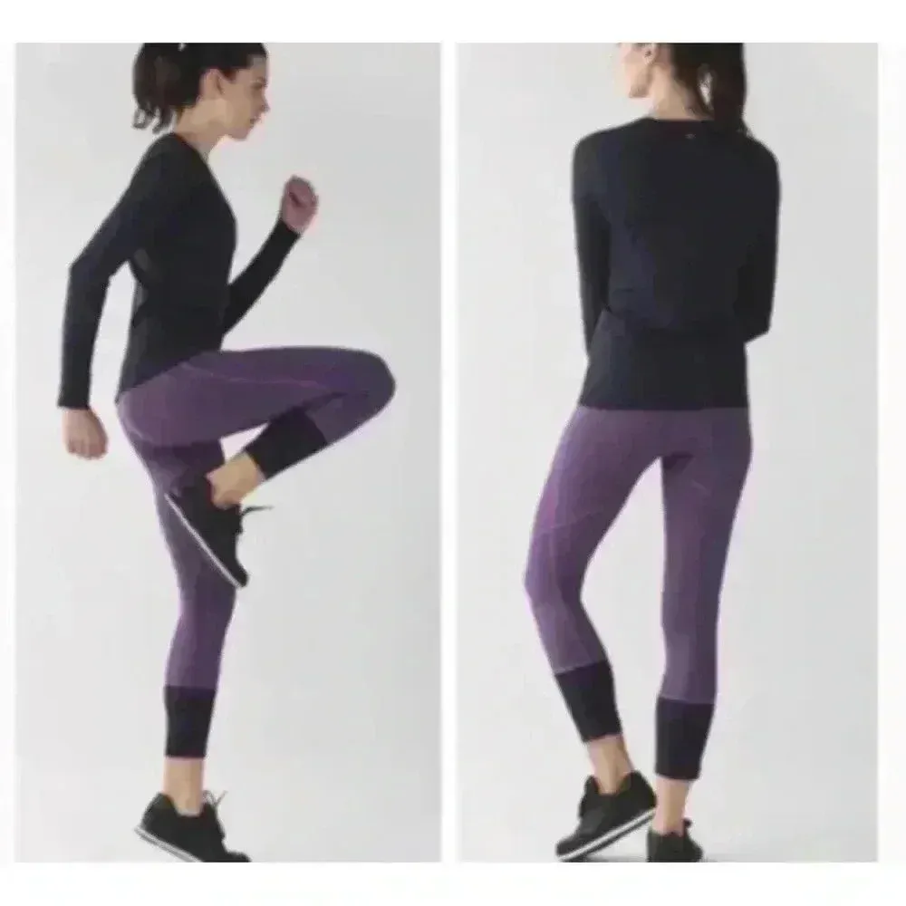 Lululemon Rebel Runner Crop Herringbone Purple 4 - Image 2