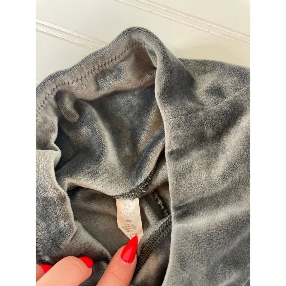 Aerie Gray Velvet & Star Print Pull on Leggings Bundle OF 2 Size M - Image 8