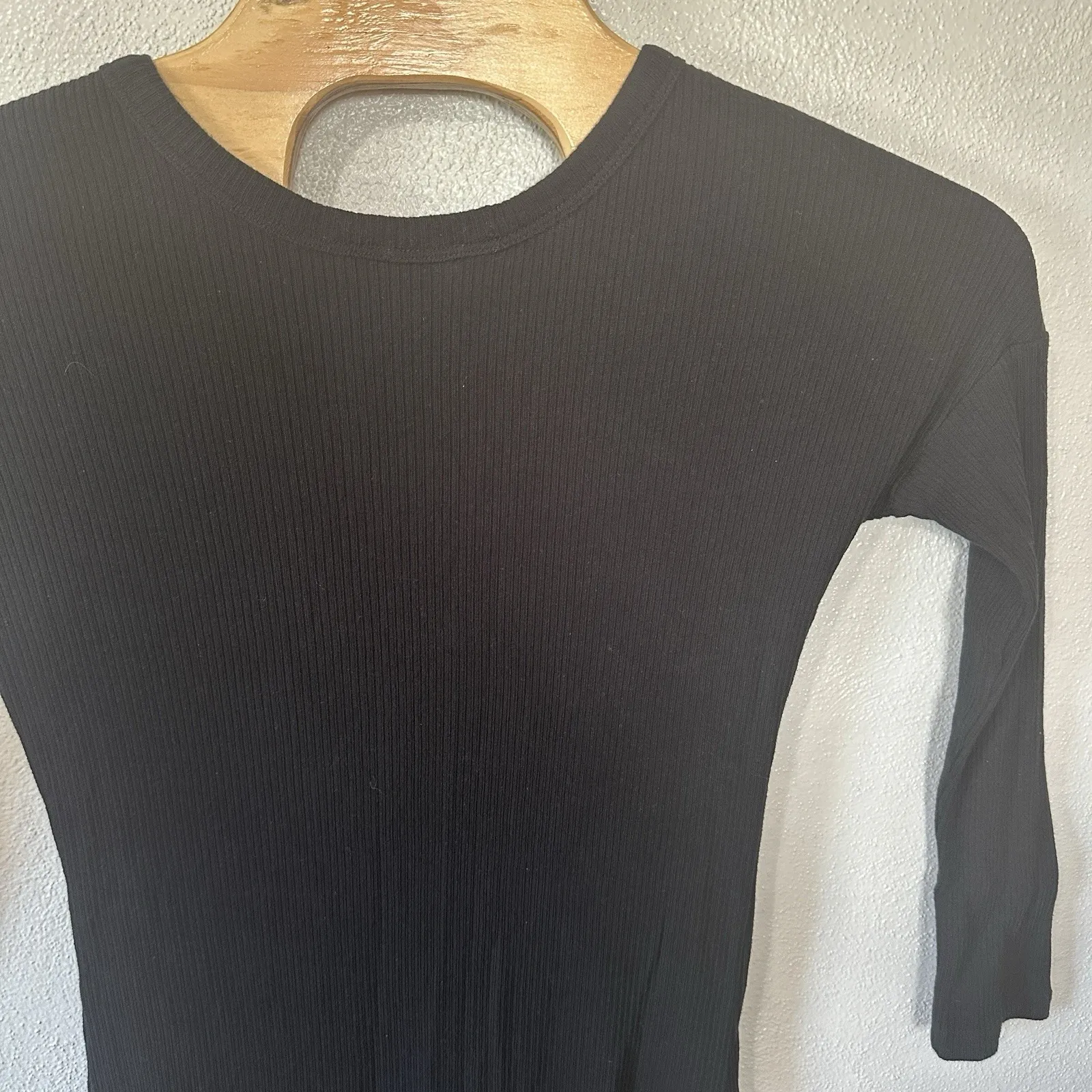 Vetta Black Ribbed Knit Button Up Sweater Midi Dress Size Small Long Sleeve - Image 4