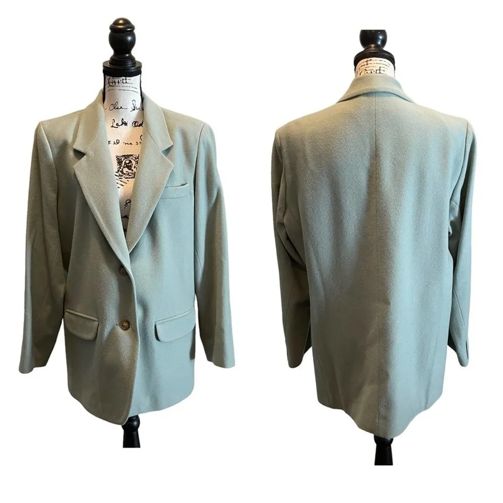 Eddie Bauer Wool Suit Blazer Jacket Sage Green Size Large NWT Office Workwear - Image 10