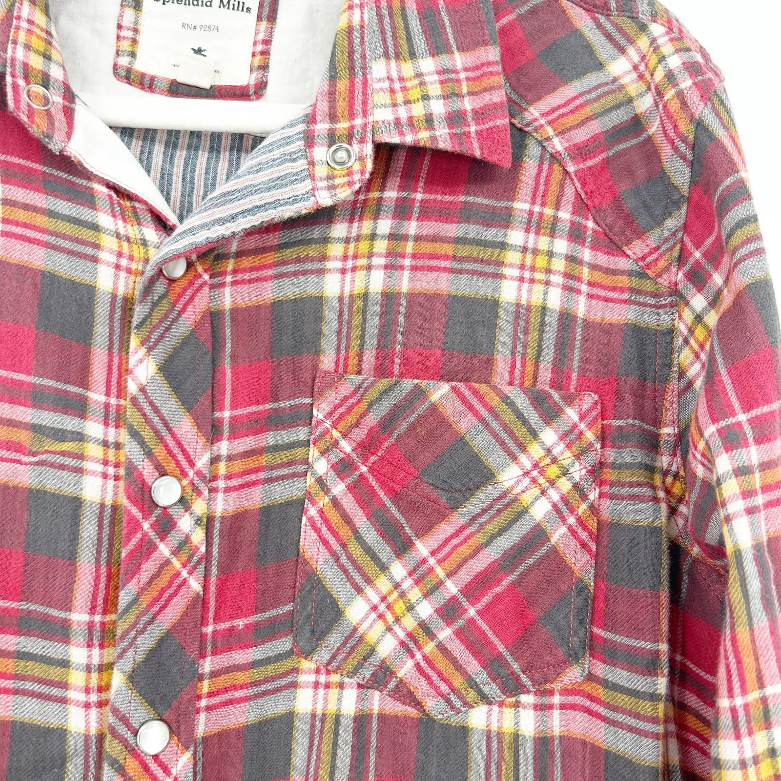 Splendid Mills Womens Western Country Workwear Pearl‎ Snap Flannel Plaid Shirt M Red Size M - Image 4