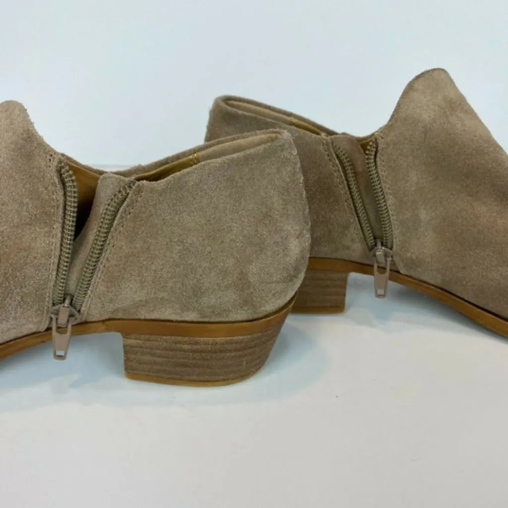 Lucky Brand Ankle Booties 7.5 Brown Suede Leather‎ Stacked Heel Zip Brett - Image 7