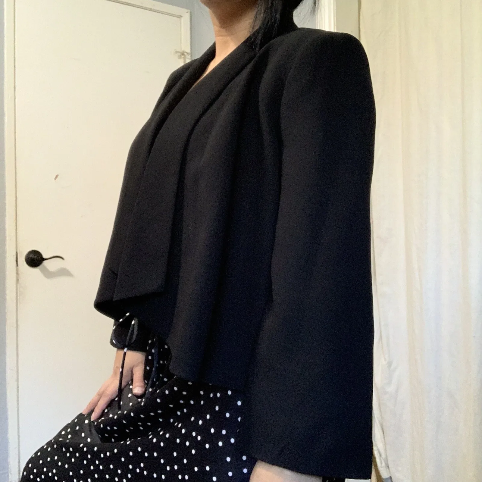 Kasper Separates Womens Black Shawl Collar Cropped Blazer Jacket Size 8 - Image 3