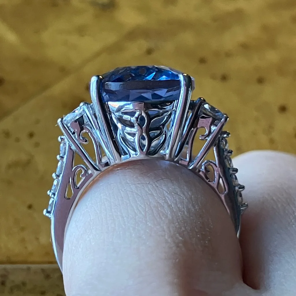 Color Changing Fluorite Moissanite Sterling Silver Ring Size 7 Blue - Image 3