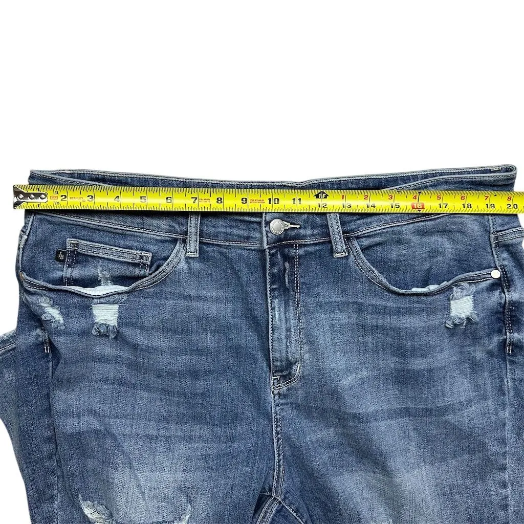 Judy Blue Women's Plus Size 22W Distressed Skinny Fit Capri Jeans Medium Wash - Image 9