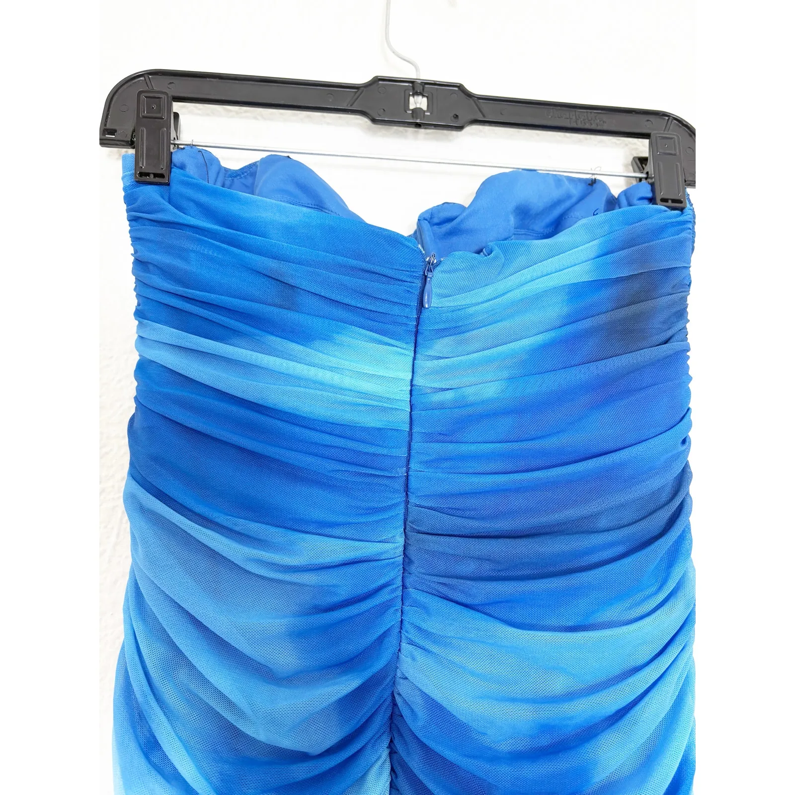 Zara Blue Short Tulle Mini Dress Size Medium Ruched Jersey Strapless 3239/022 - Image 12