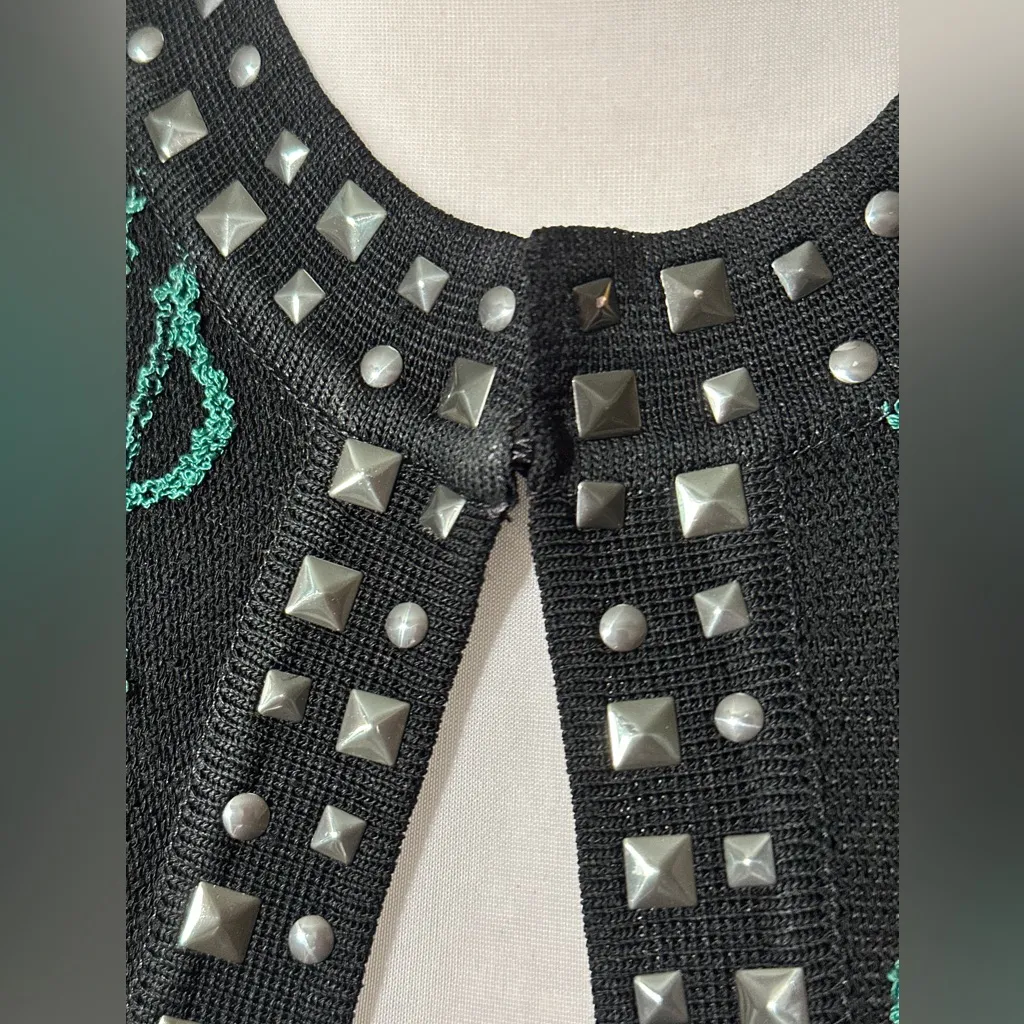 Ming Wang Black and Green Patterned Blazer Size Small NWT - Image 7