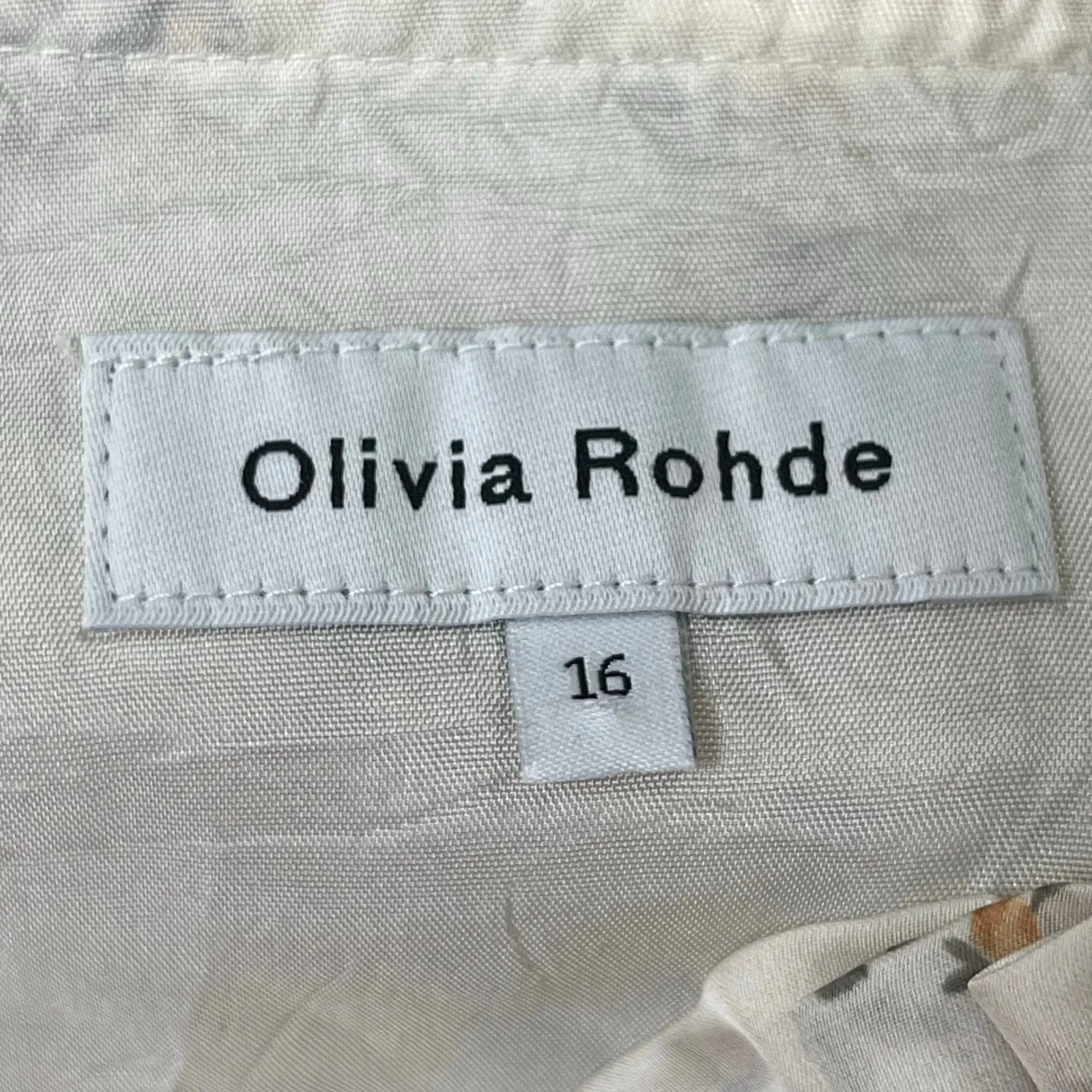 Olivia Rohde Beige Satin Floral Ruffle Long Sleeve Tiered Midi A - Image 4