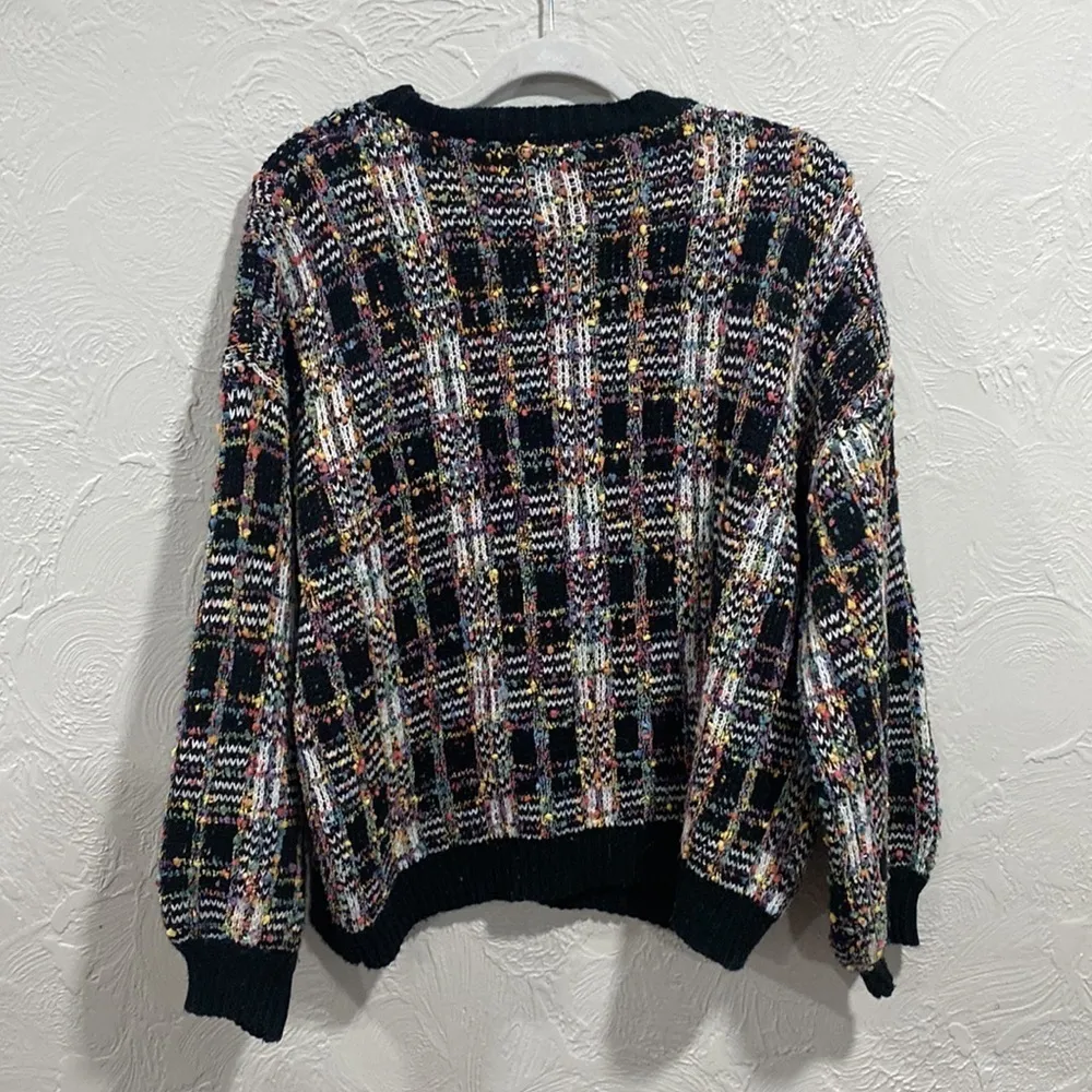 Love riche multicolor vibrant checkered sweater size large - Image 6