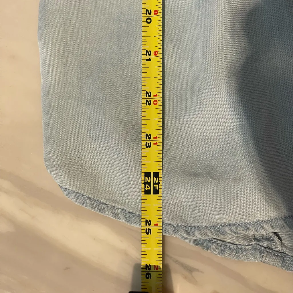 Guess  Light Blue Chambray Button Down Top Sz S | Boho Chic Everyday - Image 6