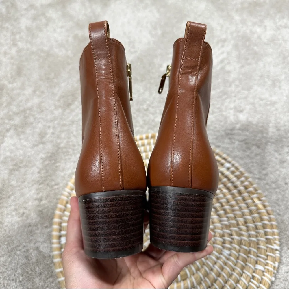 Talbots  Dakota Ankle Boots Leather Block Heels Almond Toe Classic in Brown 9 - Image 10