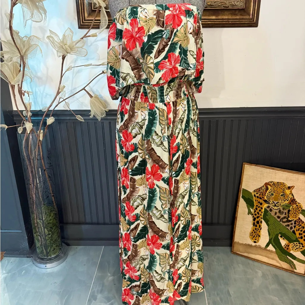 Rip Curl Tropic Coast Strapless Floral Maxi Dress ~ Size XL 💚🍄 - Image 3